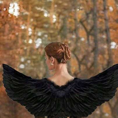 Demon Angel Ghost Elf Black Feather Wing Props Halloween Costume Show Princess Costumes Suitable For Party Cosplay Props. Christmas Carnival New Year.Handmade Feathers May Have Minimal Shedding, Which Is Normal And Does Not Affect Their Functionality.