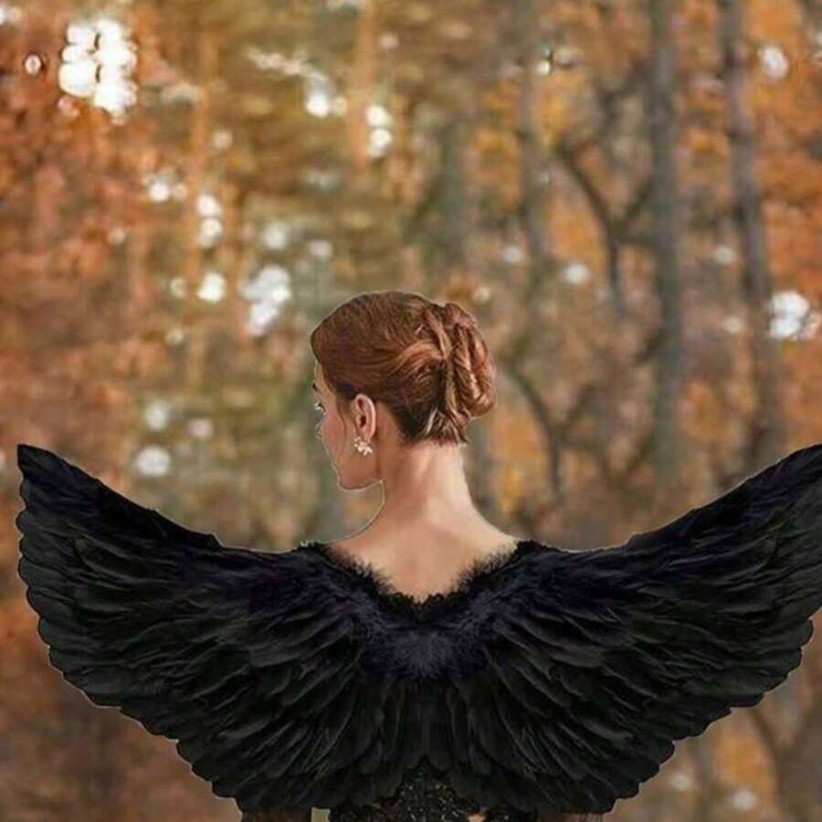Demon Angel Ghost Elf Black Feather Wing Props Halloween Costume Show Princess Costumes Suitable For Party Cosplay Props. Christmas Carnival New Year.Handmade Feathers May Have Minimal Shedding, Which Is Normal And Does Not Affect Their Functionality.