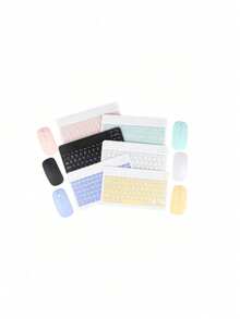 Set Inalámbrico Teclado + Mouse Bluetooth Colores Pastel | Recargable, Compacto y Silencioso | Compatible con PC, Tablet y Celular - Multicolor - Ver 6