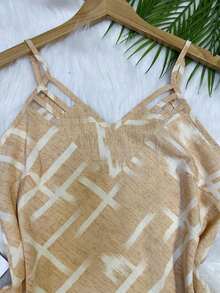 Printed Tank Top In Pretty, Cool And Comfortable Crepe Fabric - Coral Pink - View 2