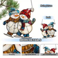 Adorno colgante de acrílico plano y lindo de muñeco de nieve navideño, decoración colgante para ventanas, regalo navideño para el hogar, decoración de invierno, adorno navideño, decoración de pared, apto para jardín, porche, dormitorio, oficina, cocina, decoración del hogar y decoración de patio exterior