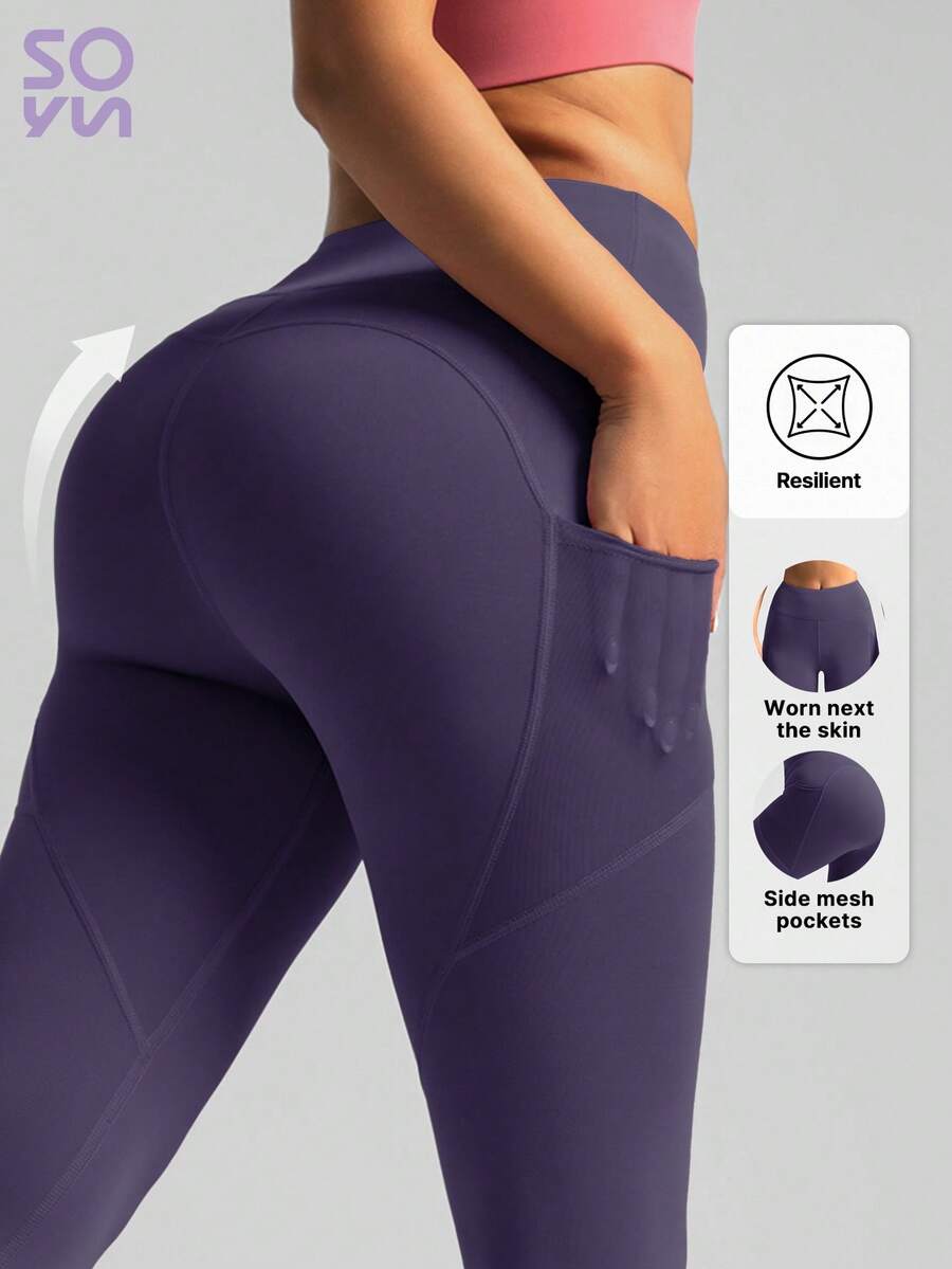 Soyun 女士连体侧袋健身裤，适合瑜伽、户外运动和提臀塑形