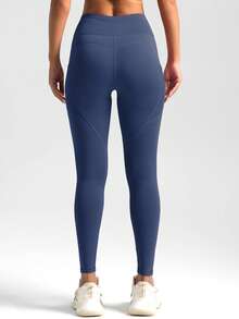 Soyun 女士连体侧袋健身裤，适合瑜伽、户外运动和提臀 - 藏蓝色 - 查看 3