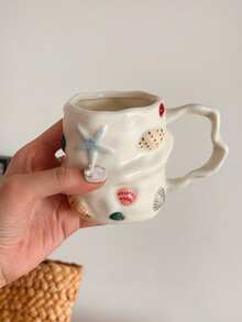 1 chiếc cốc gốm sứ vẽ tay hình vỏ sò sáng tạo, kiểu dáng độc đáo, cốc đựng nước dễ thương, cốc đựng cà phê latte, cốc đựng sữa ăn sáng, thích hợp cho văn phòng, gia đình, quán cà phê, cửa hàng tráng miệng - Nhiều màu - Xem 8