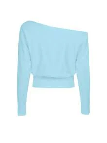 ii Áo len nữ dáng casual vai lệch với thiết kế thời trang, thích hợp cho mùa xuân. - Màu xanh lam - Xem 6