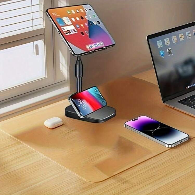 1 Desktop Universal Mobile Phone And Tablet Stand, 360 ° Rotation For Multiple Angles, Adjustable Height, Made Of Plastic Material, Multi-Functional, Live Streaming, Learning, Lazy Photography, TV Series Watching And Entertainment - Black - View 8