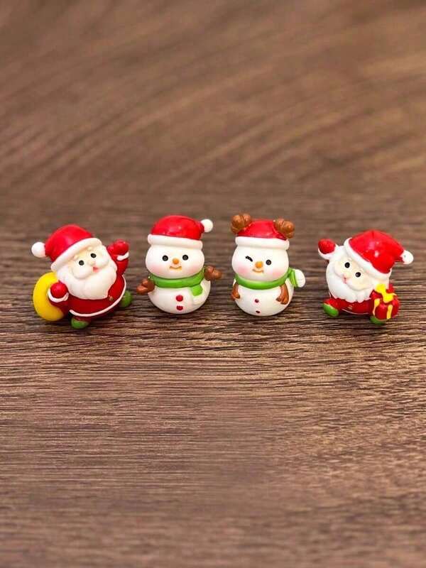 1/2/4/6/8pcs Cute Santa Claus Statue, DIY Scene Decoration, Santa Claus, Snowman, Mini Resin Miniature Landscape Accessories, Fun Small Gifts, Home Desktop Entertainment Small Decoration - Suitable For Christmas Tree Decoration, Home Decoration, Home Decoration, Party Atmosphere Decoration, Dining Table, Living Room, Holiday, Birthday And Wedding Gifts, Christmas Themed Party Decoration
