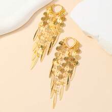 1 pereche cercei lungi cu ciucuri și moda europeană și americană pentru femei - Aur - Vizualizare 2