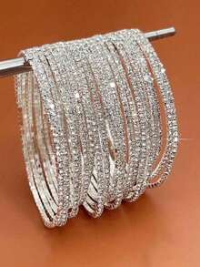 G-S Minimalist Ultra-Thin Sparkling Rhinestone & Silver/Gold Color Tennis Bracelet For Women, Multiple Options