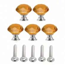 12pcs Crystal Glass Handles For Wardrobe Door Cabinet Drawer Shoe Cabinet Kitchen Cabinet Furniture, Cabinet Door Single Hole 1.18inch, Small Zinc Alloy Handle, Furnitur Accessories