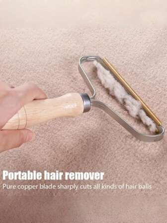 1 Adet Ev Tipi Ahşap Saplı Tüy Tıraş Makinesi Kuru Temizleme Evcil Hayvan Halısı Çift Taraflı Kazıyıcı