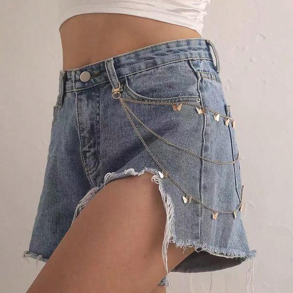 1 Stück europäisch-amerikanischer Schmuck, neue mehrschichtige Legierungs-Schmetterling-Quasten-Hosenträger-Kette, dekorative Taillenkette, spezieller Hip-Hop Streetwear Hosenträger-Kette