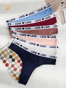 6件装女士无缝丁字裤性感内裤连体丁字裤中腰性感女式三角裤透气舒适三角内衣性感火辣弹力内裤 - 彩色 - 查看 4