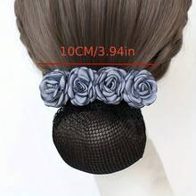1 Piece Vintage Women's Hair Flower Net Elegant Flower Bow Hair Accessory Bun Daily Updo Hair Ornament - [紅色的] - 查看 4