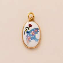 1件涂鸦风格花朵、螃蟹、蜗牛、小鸟、草莓、樱桃、蝴蝶结吊坠，18K镀金，装饰珠，女士珠宝配饰，DIY工艺品，钥匙扣装饰 - 彩色 - 查看 18