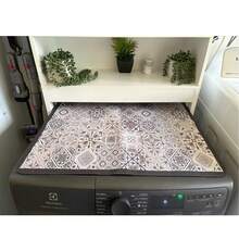 1 件波西米亚印花洗衣机防尘罩垫、台面吸水桌垫、吸水速干冰箱垫、微波炉防尘罩、柔软硅藻泥排水垫、防滑超强吸水耐磨洗碗干垫、19.7*23.6 英寸现代洗衣机和烘干机顶盖，适用于洗衣房和厨房 - 彩色 - 查看 8