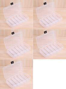 1pc/2pcs 5-Compartment Organizing Box For Makeup Or Hair Accessories, Portable Partitioned Container With Buckle - Clear - View 22