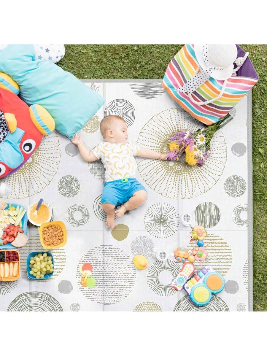 Foldable Baby Play Mat, PIGLOG Waterproof Playmats For Babies And Toddlers Kids, Foam Playmat For Tummy Time, 50x50/59x59/79x71 Playpen Mat, Reversible Portable Baby Floor Mat For Infant, Toddler, Circle(This Product Does Not Include A Fence.) - vòng tròn - Xem 1