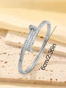 1pc Stainless Steel Fashionable, Minimalist, Versatile, Luxury Rhinestone Waist Bracelet, Creative Gift Jewelry For Women