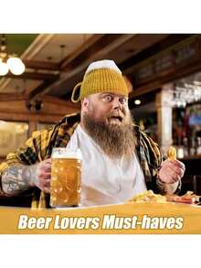 2pcs/Set Plush Beer Mug Hat - Funny Christmas Party Accessory, Soft Costume Prop, Suitable For Valentine's Day, New Year, Party, Spring/Summer - Yellow + Yellow - View 14