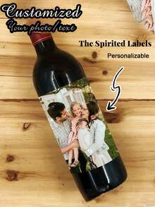 Custom Wine Bottle Label/Photo Wine Label/Personalized Champagne Label/Photo Wedding Wine Label/Wine Gift/Engagement Gifts/Gift For Couples - Multicolor - View 2