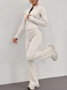 Soyun 女士秋冬瑜伽上衣和喇叭裤，休闲家居服和健身日常服