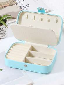 1个双层大容量首饰盒，便携式首饰收纳盒，礼品皮革首饰盒，浴室和办公桌抽屉收纳盒，可堆叠收纳盒，带抽屉的梳妆台首饰盒，适用于戒指、项链、手表、耳环、手镯 - 适合妇女节、下午茶、新年、情人节、生日、海滩度假、浴室、卧室等场合，大容量 - 彩色 - 查看 19