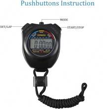 2 cronómetros deportivos, cronómetro digital LCD de mano para carreras/carreras - Negro - Ver 4