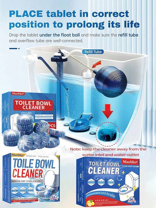 Pastillas efervescentes para limpiar el inodoro - Agente descalcificante efervescente, elimina eficazmente la cal dura y los olores. Adecuado para eliminar manchas de orina, residuos fecales, manchas resistentes, etc. Este limpiador de inodoros elimina los olores, la cal y el amarillamiento; fácil de usar, adecuado para la limpieza del hogar y tiene un gran poder de limpieza.