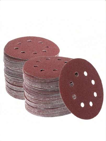 10pcs/30pcs 5-Inch Sanding Discs, Hook And Loop Sanding Pads, Sanding Discs, 8-Hole Red Sandpaper, Medium-Low Grit Assortment, Suitable For 40/80/100/120/150/180/240/320/400/600 Grit Sanders, 5-Inch, 8-Hole Round Sanding Discs