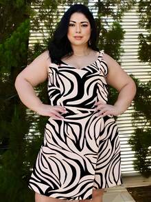 Women's Plus Size Jumpsuit Short Skirt With Printed Lining Summer - 顏色 34 - 查看 6