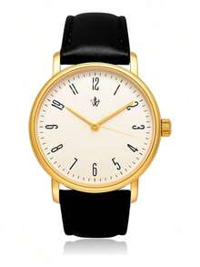 Men's Watch With Leather Strap And Metal Original Launch - Gold/White - View 2