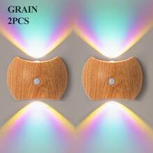 LED Bewegungsmelder Nachtlicht, Induktionslampe, LED Wandleuchte, kabellose aufladbare magnetische Leuchte mit Sonnenuntergang-Atmosphäre, für Schlafzimmer, Flur, Treppe, Smart Home Dekoration - 3-Farben & Sonnenuntergang Lichteffekt, ohne Verkabelung, einfache magnetische Installation, USB-betrieben, 1200mAh Akku, 2 Modi (Immer an/Sensor), einstellbare Helligkeit, minimalistisches Design, hochwertige LED-Beleuchtung für Wohndekoration