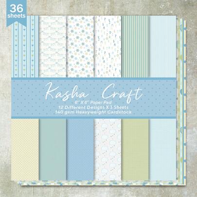 36 hojas de 6 pulgadas (Fondo azul minimalista de verano) Papel para scrapbooking, adecuado para diarios de balas, collages, tarjetas, álbumes de recortes y manualidades