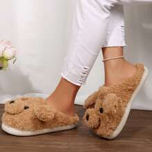 Womens Slippers Memory Foam Plush Slides Cartoon Dog Cute Winter Warm Anti Slip House - Màu Khaki - Xem 8