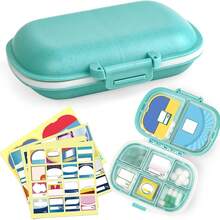 Holii Travel Pill Organizer, 8 Compartments Portable Pill Case, Daily Pill Box To Hold Vitamins, Small Pill Container For Pocket Purse Medicine Organizer(Blue) - Màu xanh lam - Xem 8