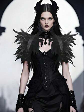 1 pezzo Accessorio costume da stile gotico, scialle-gilet, colletto finto, spalline, mantella, adatto per Ognissanti, carnevale, performance per adulti