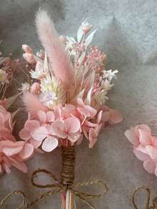 1/2/3/4/6/8/10/12/20 Pcs Dried Flower Bouquet, For Vase, Birthday Cake, Gift Box, Wildflower Shower Decor And Wedding Bouquet, Mailing Card, 3D Camera Photo Frame, Candle Making - Pink - View 3