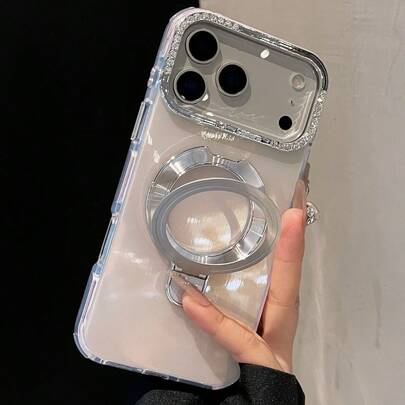 奢华彩色果冻水钻镜头磁力支架手机壳适用于 17 Air 16 15 14 13 Pro Max Plus 简约防污防震防摔后盖