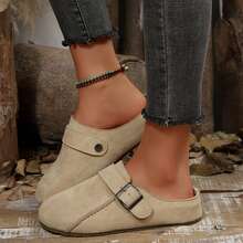 Womens Casual Easter Shoes Flat Loafers Summer Simple Metal Decor - 杏色 - 查看 6