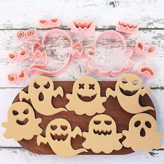 Mini Ghost Cookie Cutters, DIY 3d Raised Design Cookie Molds/12PCS Pumpkin Shapes Baking Cups Chocolate Molds, Silicone Moulds, Baking Moulds, Suitable For Making Chocolate, Ice Cubes, Sweets And Muffins,Halloween And Birthday Parties, Kitchen Accessories