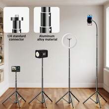 带手机支架的灵活鹅颈三脚架，便携式金属三脚架，适用于直播、视频博客、烹饪、健身、视频录制和观看，适合暑假、旅行、户外活动、直播、稳定录制假期旅行户外活动稳定录制 - 彩色 - 查看 3