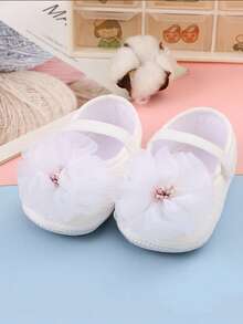 1 Par de Sapatinhos de Princesa para Meninas Bebê, Meias Fofas de Flor Antiderrapantes, Tênis de Berço para Aprender a Caminhar (0-12 Meses)