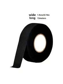 15m Black Adhesive Tape, Heat Resistant, Noise Reducing, Flame Retardant, For Automotive Wire Harness Protection, High Temperature Resistant, Non-Flammable, Automotive Electrical Circuit Protection Accessory