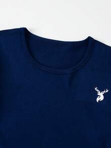 2pcs Men's Long Sleeve T-Shirt + Pants Set, Warm Casual Base Layer Thermal Top And Bottom For Autumn/Winter