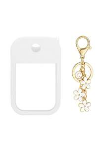 2 件 Touchland 1 盎司（30 毫升）洗手液喷雾瓶保护套，26 个花朵和字母喷雾瓶标记，硅胶防摔防撞保护套，带钥匙扣设计，方便旅行携带，可挂在包、钥匙或儿童背包上，耐磨、防水、可重复使用 Touchland 洗手液喷雾保护套，旅行、户外、礼物、万圣节礼物、圣诞节礼物 - 白色 - 查看 19