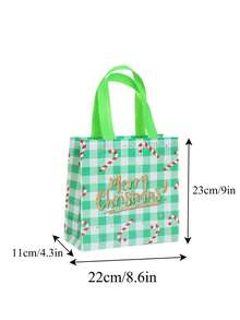 25pcs Christmas Gift Bags - Red & Black Plaid Non-Woven Tote Bags, Christmas Element Printed Decorative Non-Woven Fabric Gift Bags, Reindeer Bell And Stocking Design, Suitable For Party Favors And Holiday Gifts, Christmas Decorations