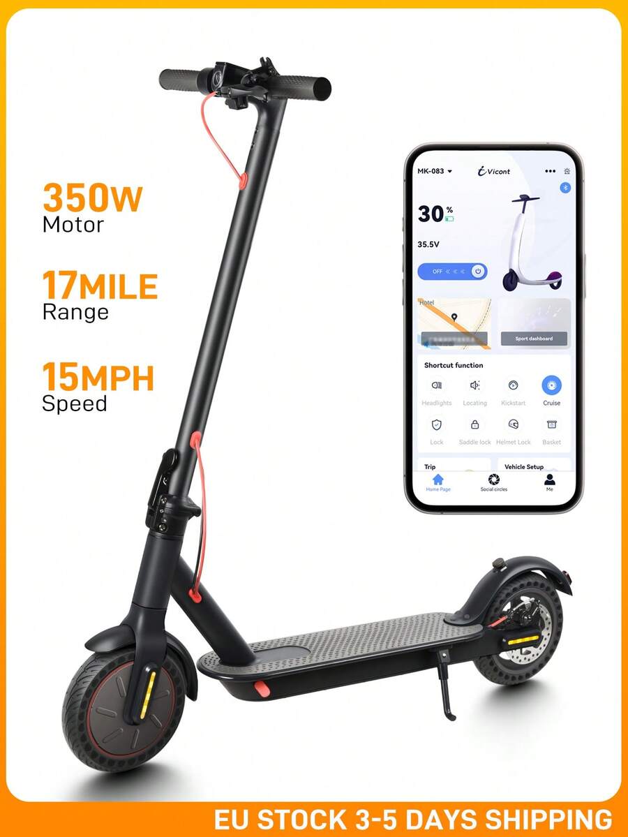 Mankeel 350W Electric Scooter - A Top Speed Of 19 MPH And A Range Of 22 Miles With Dual Brakes And Solid Tyres, Foldable E-Scooter Is Perfect For City Commuting, Couples' Rides, Outdoor Trips, Birthday Gifts And Holiday Presents. - 查看 1