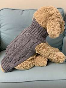 1-częściowy sweter dla zwierząt, jednolity kolor, wydłużony sweter dla zwierząt, minimalistyczny styl, wzór dla pary/najlepszego przyjaciela, odpowiedni dla pudli, bassetów, jamników, beagle'ów, corgi, psów długonogich, kotów, wydłużony, spersonalizowany, dla zwierząt krótkonogich - Szary - Zobacz 9