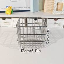 1个多功能桌面浴室铁丝收纳篮，桌面化妆品口红收纳架，家用厨房浴室护肤品收纳架 - 銀色 - 查看 14